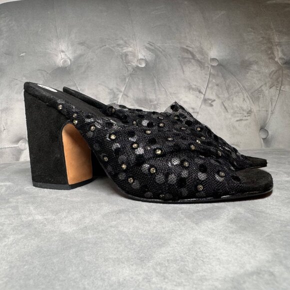 Rachel Comey‎ Black Block Heel Suede Leather Sandal Size 6 1/2 - Picture 1 of 7